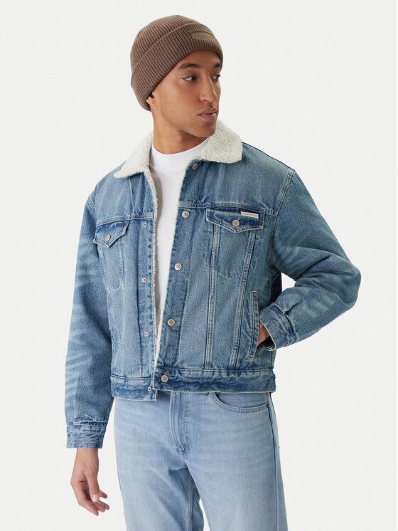 CALVIN KLEIN JEANS Дънково яке 90s Sherpa LV04RD737G Regular Fit