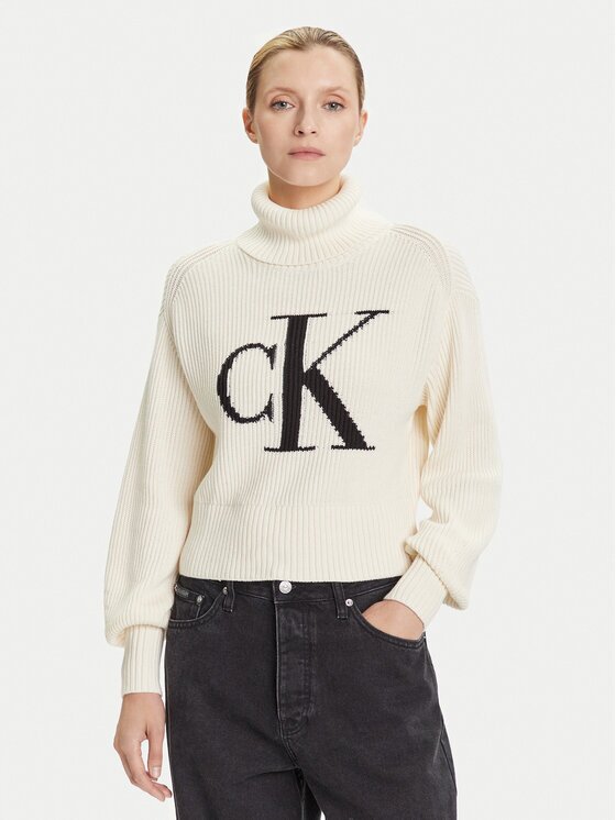 CALVIN KLEIN JEANS Поло LV047D349G Екрю Loose Fit