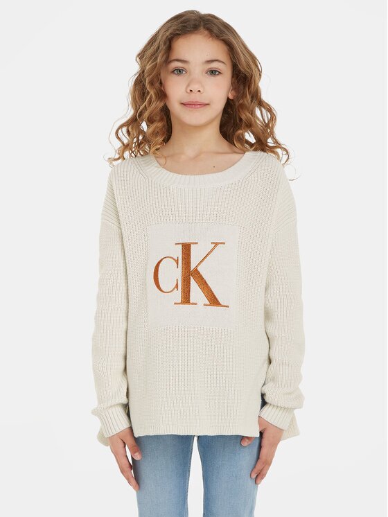 CALVIN KLEIN JEANS Пуловер Monogram IG0IG02259 Екрю Regular Fit