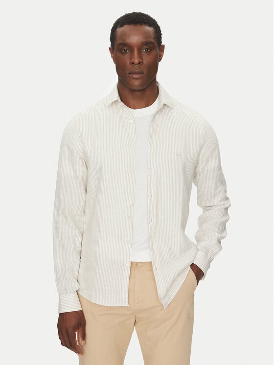 CALVIN KLEIN JEANS Риза Linen Stripe Slim Shirt K10K109332 Regular Fit