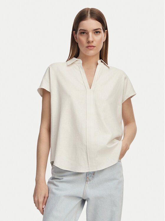 CALVIN KLEIN JEANS Риза Monogram LV04RC276G Светлобежов Slim Fit