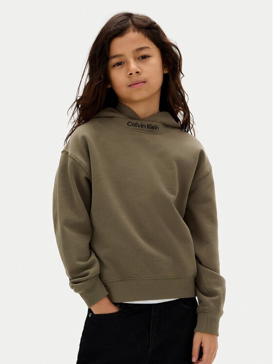 CALVIN KLEIN JEANS Суитшърт Embro Logo IB0IB02525 M Зелен Relaxed Fit
