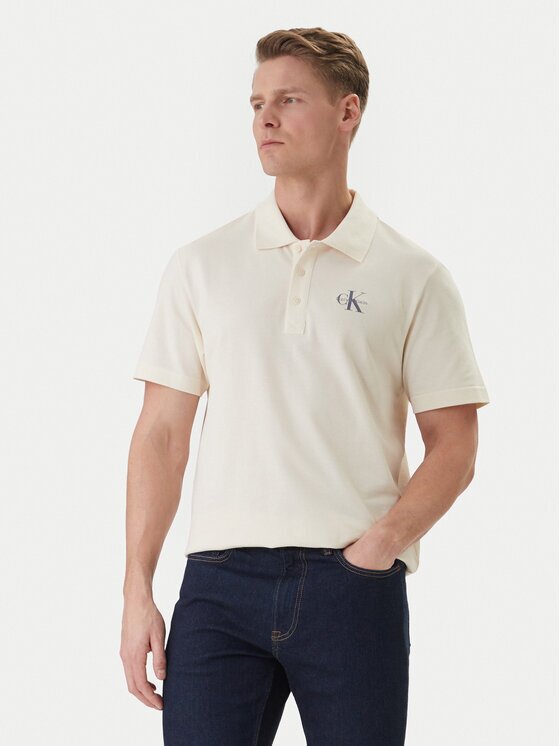 CALVIN KLEIN JEANS Тениска с яка и копчета Easy Monologo LV04RF209G Regular Fit