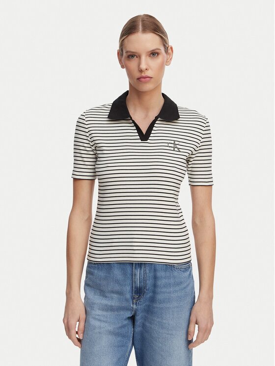 CALVIN KLEIN JEANS Тениска с яка и копчета LV047F835G Slim Fit