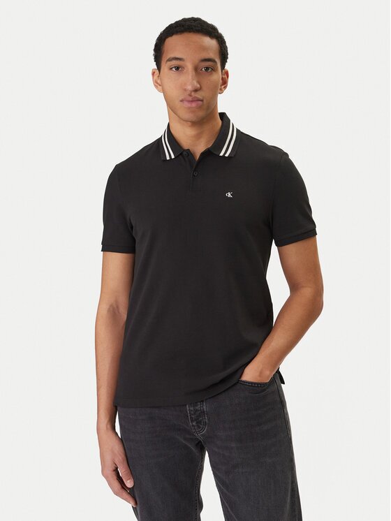 CALVIN KLEIN JEANS Тениска с яка и копчета Monogram LV04RC276G Slim Fit