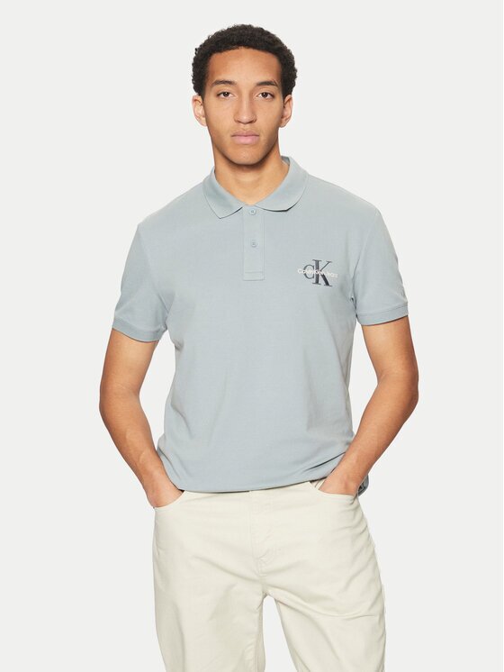 CALVIN KLEIN JEANS Тениска с яка и копчета Monologo J30J325664 Regular Fit