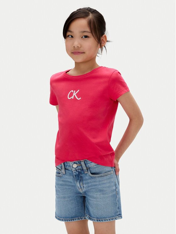 CALVIN KLEIN JEANS Тишърт Glitter IG0IG02972 D Розов Slim Fit
