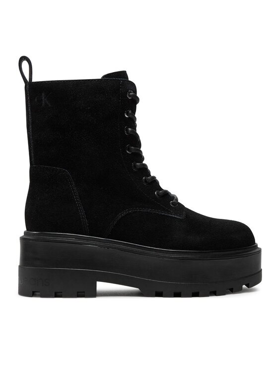 CALVIN KLEIN JEANS Туристически oбувки Flatform Zip Laceup Mg S YW0YW01554 Черен