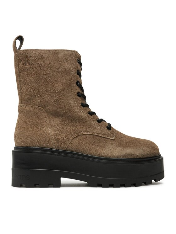 CALVIN KLEIN JEANS Туристически oбувки Flatform Zip Laceup Mg S YW0YW01554 Кафяв
