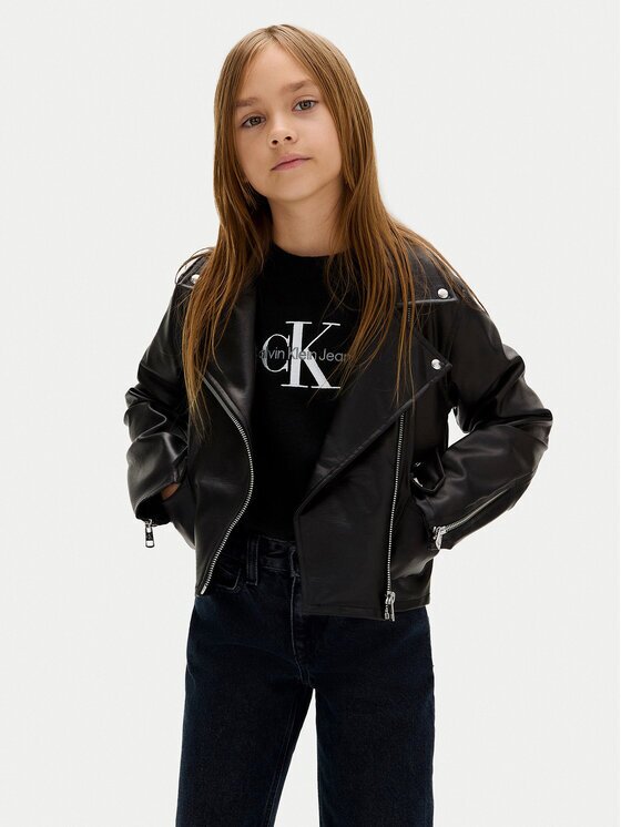 CALVIN KLEIN JEANS Яке от имитация на кожа IG0IG02982 D Черен Regular Fit