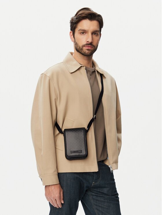 CALVIN KLEIN Калъф за телефон Emblem Aop Coated Phone Crossbod LV04D1218G Черен