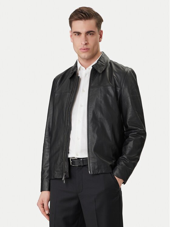 CALVIN KLEIN Кожено яке LV04LF423G Regular Fit