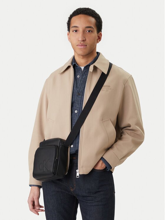 CALVIN KLEIN Мъжка чантичка Bold Ck Pocket Reporter LV04D3368G Черен