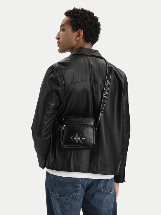CALVIN KLEIN Мъжка чантичка Bold Logo Webbing Square Crossbo LV04D3445G Черен