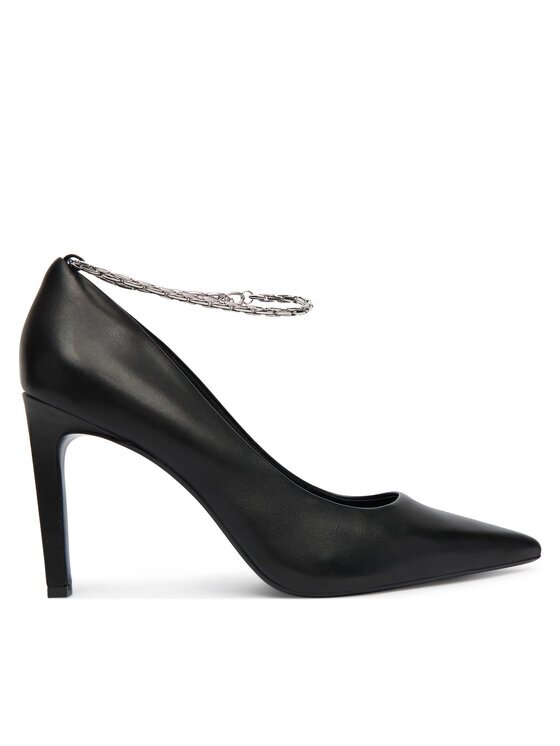 CALVIN KLEIN Обувки на ток Ess Stiletto Hdw Chain Lth 90 HW0HW02718 Черен
