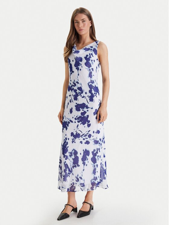 CALVIN KLEIN Официална рокля Printed Chiffon Sl Cowl LV044F029G Regular Fit