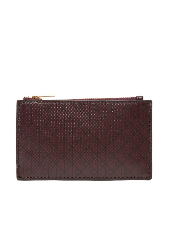 CALVIN KLEIN Портфейл Emblem Aop Top Zip Cardcase LV04F1084G Кафяв