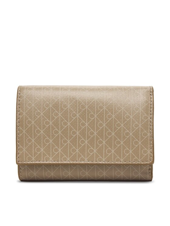 CALVIN KLEIN Портфейл Emblem Aop Trifold W/ Zip Pocket LV04F1118G Бежов