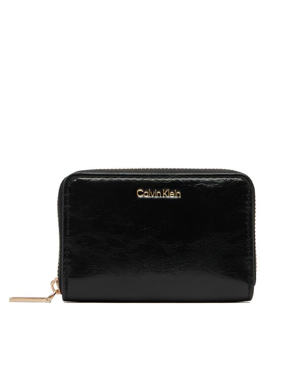 CALVIN KLEIN Портфейл Foil Glossy Square Zip Around LV04F1201G Черен