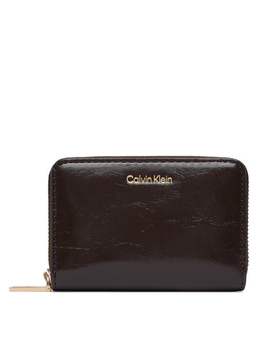 CALVIN KLEIN Портфейл Foil Glossy Square Zip Around LV04F1201G Кафяв