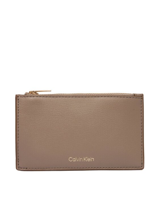 CALVIN KLEIN Портфейл Foil Logo Top Zip Cardcase LV04F1090G Бежов