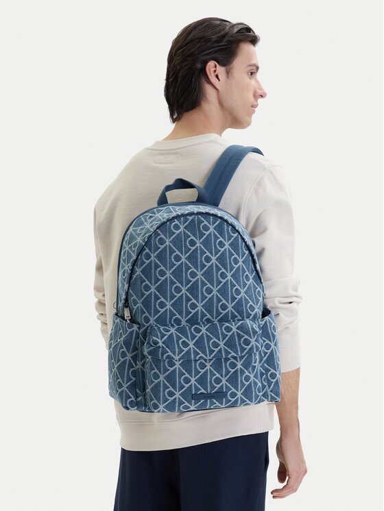 CALVIN KLEIN Раница Emblem Aop Denim Round Backpack LV04D3429G Син