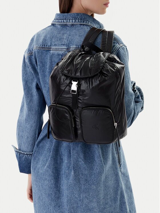 CALVIN KLEIN Раница Pocket Nylon Flap Backpack LV04F3406G Черен