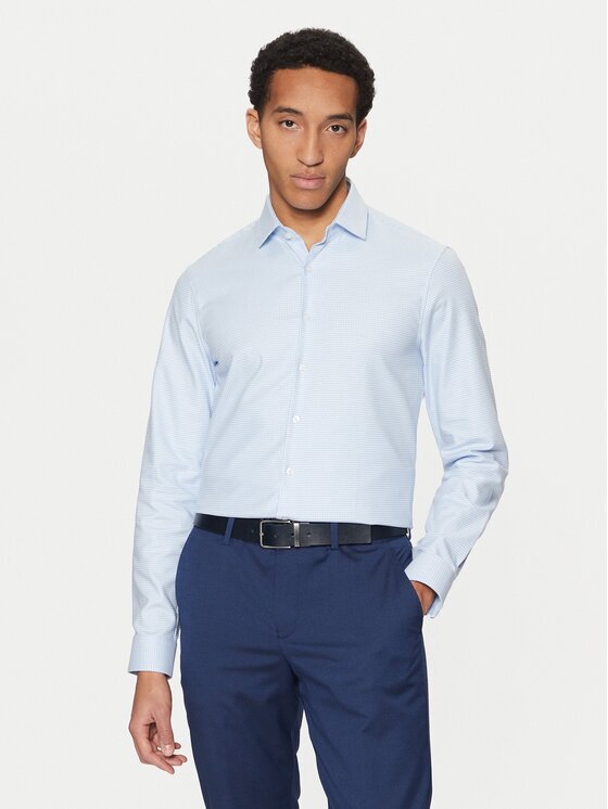CALVIN KLEIN Риза K10K113854 Светлосиньо Slim Fit