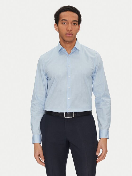 CALVIN KLEIN Риза K10K114299 Светлосиньо Slim Fit