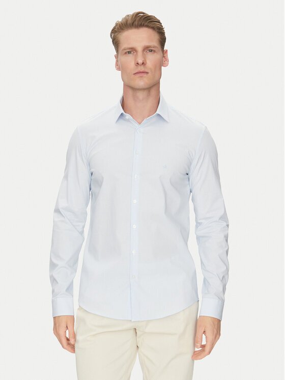 CALVIN KLEIN Риза K10K114301 Светлосиньо Slim Fit