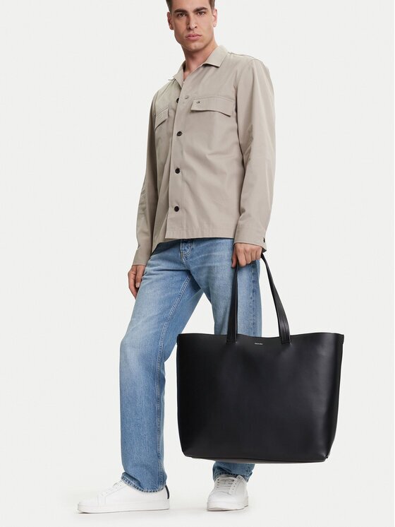 CALVIN KLEIN Сак Ck Premium Leather E/W Tote Xl K50K512894 Черен