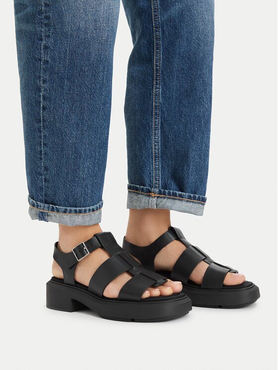 CALVIN KLEIN Сандали Chunky Sandal Fisherm Lth HW0HW02904 Черен