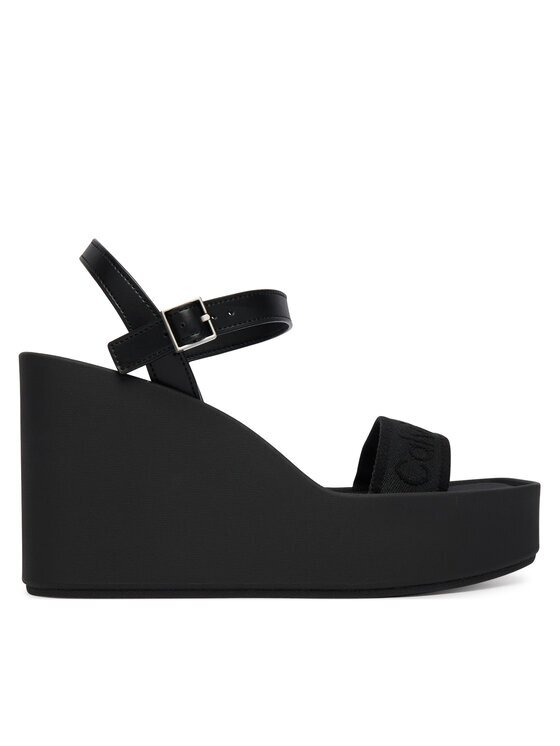 CALVIN KLEIN Сандали Wedge 70 Sndl Webbing Lth HW0HW02882 Черен