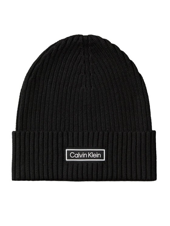CALVIN KLEIN Шапка Patch Chunky Rib Cotton Beanie LV04D8053G Черен