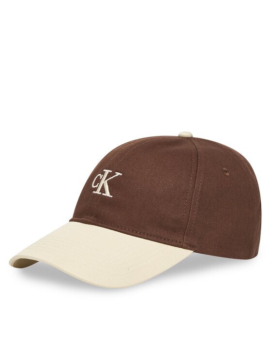 CALVIN KLEIN Шапка с козирка Monogram Emb Colorblock Baseball LV04G5000G Кафяв
