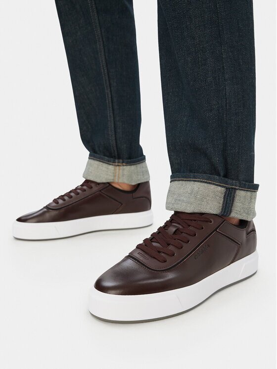 CALVIN KLEIN Сникърси Basket Cups Oxf Lth-Neo HM0HM02204 Тъмнокафяв
