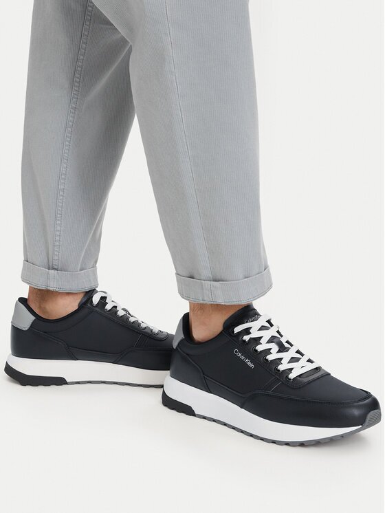 CALVIN KLEIN Сникърси City Runner Laceup Lth Mix HM0HM02214 Черен