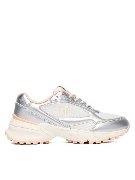 CALVIN KLEIN Сникърси Hike Runner Lace Up Mesh Mix Met YW0YW02063 Сребрист