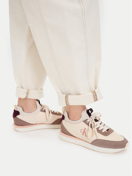 CALVIN KLEIN Сникърси Retro Runner Lace Up Sock YW0YW02060 Кремав