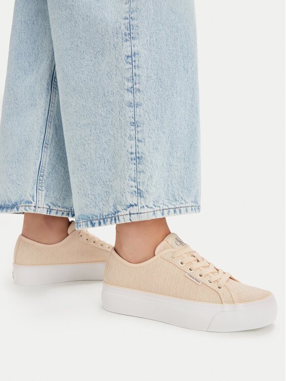 CALVIN KLEIN Сникърси Vulc Flatf Laceup Jaq Aop HW0HW03265 Светложълт