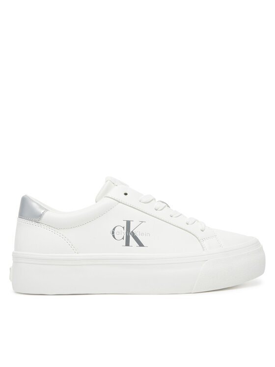 CALVIN KLEIN Сникърси Vulc Flatf Lth Silver Logo Tag YW0YW01877 Бял