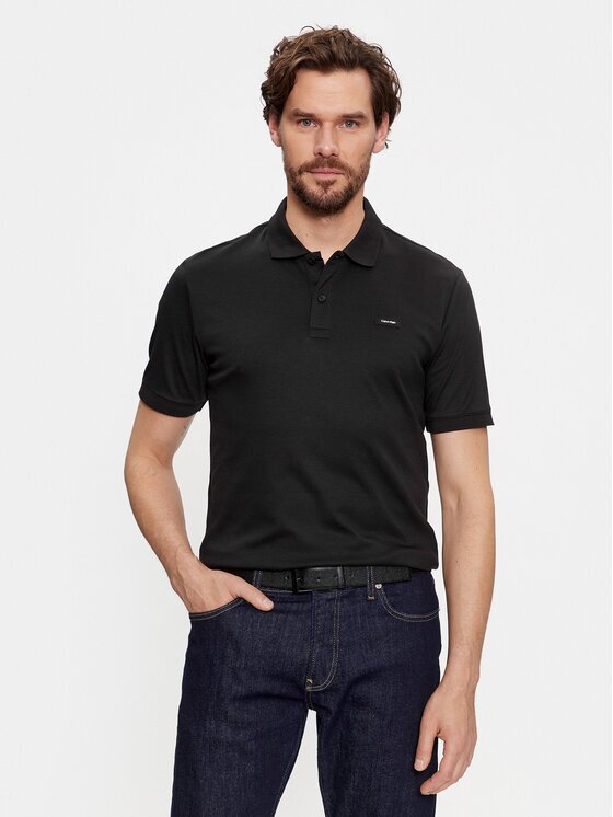 CALVIN KLEIN Тениска с яка и копчета Smooth Cotton Slim Polo K10K111657 Regular Fit