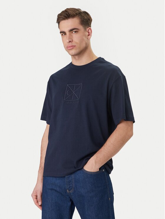CALVIN KLEIN Тишърт Emblem Graphic LV14RF817G Светлосиньо Regular Fit