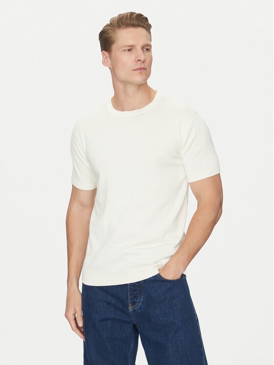 CALVIN KLEIN Тишърт K10K114485 Екрю Regular Fit