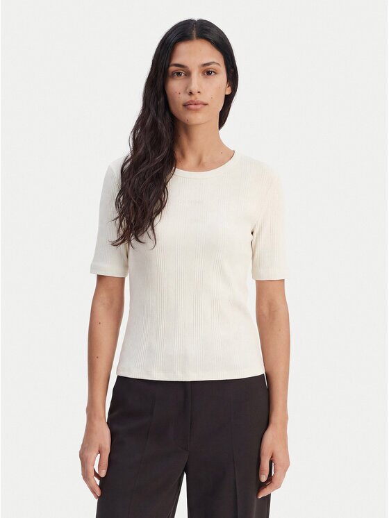 CALVIN KLEIN Тишърт Varigated LV044F211G Екрю Slim Fit