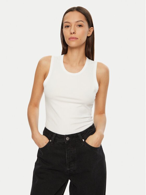 CALVIN KLEIN топ K20K208054 Бял Slim Fit