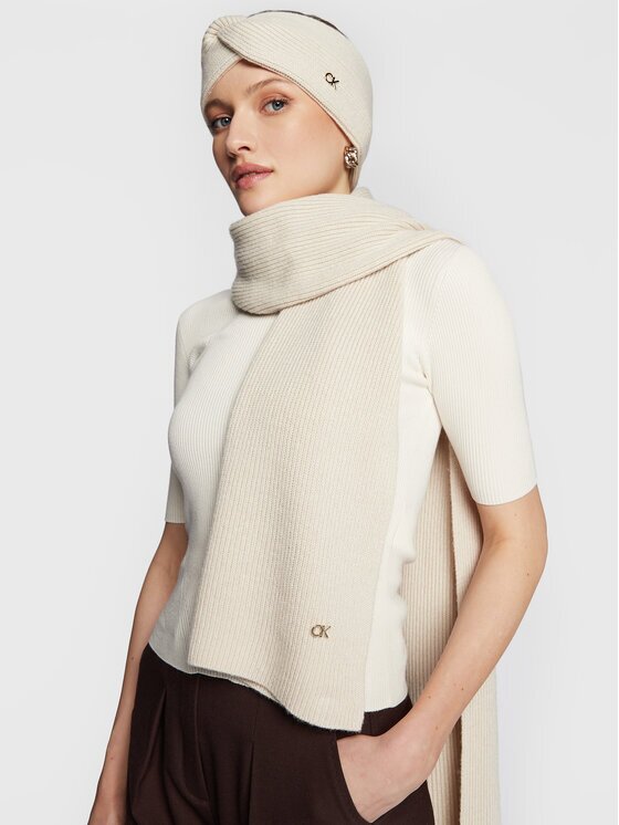 CALVIN KLEIN Зимен шал Re-Lock K60K610415 Бежов