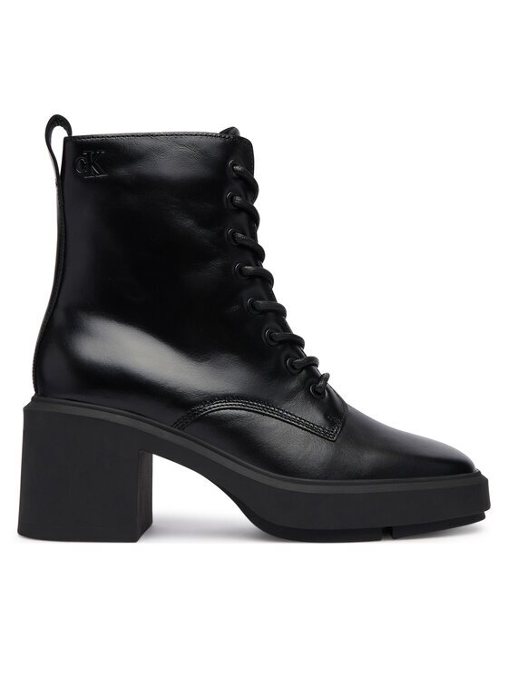 CALVIN KLEIN Зимни обувки Block Heel Ank Boot Laceup Lth HW0HW03174