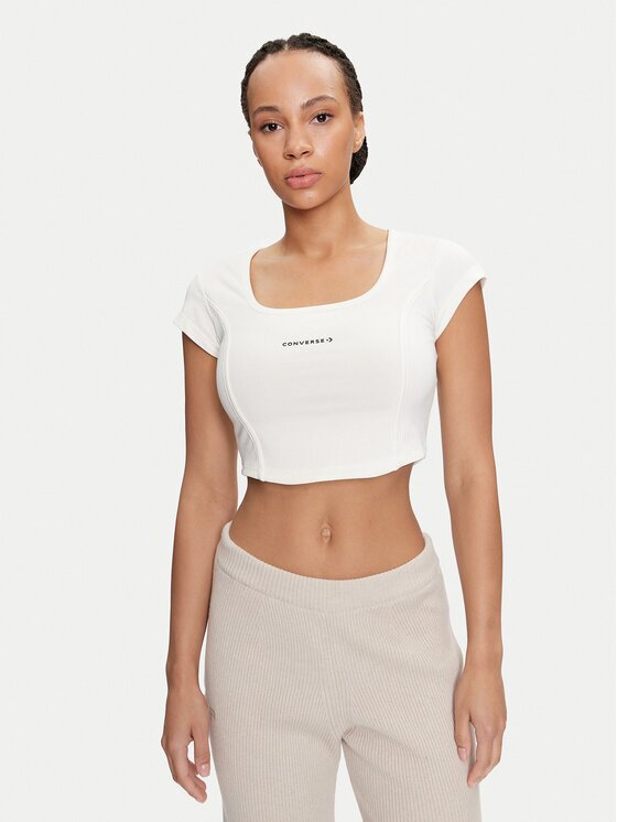 Converse топ W Wordmark Corset Top 10026506-A02 Екрю Slim Fit