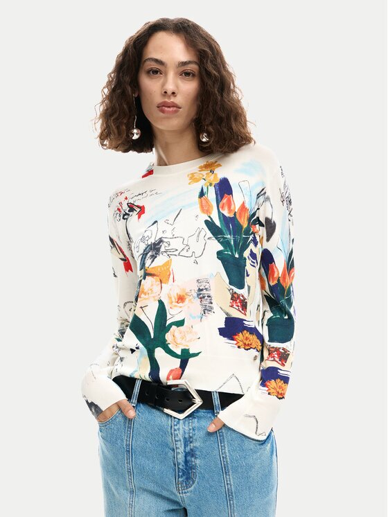 DESIGUAL Пуловер Nantes Lacroix 26SWJF35 Екрю Regular Fit